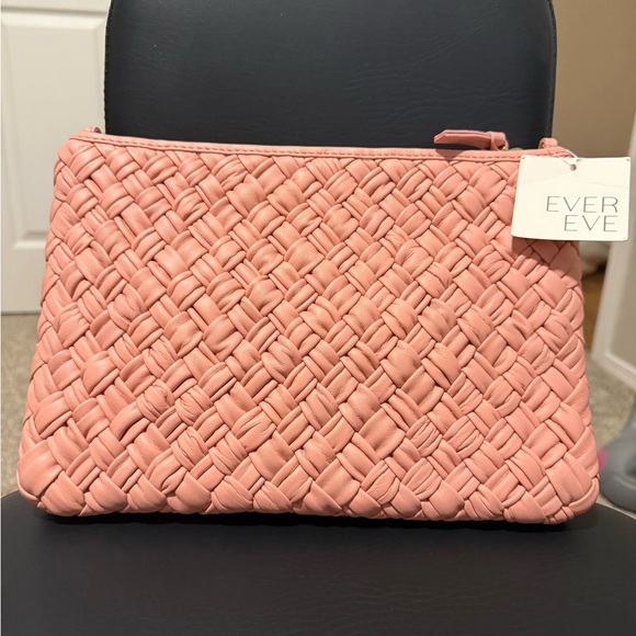 Clare V Handbags - Clare V Puffy Woven Leather Clutch with Tabs in blush pink NWT